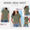 imageDokotoo Womens Tops Casual Scoop Neck Short Sleeve Waffle Knit Hollow Out Shirts Loose Tunic Tops BlousesMoss Green