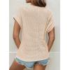 imageDokotoo Womens Tops Casual Scoop Neck Short Sleeve Waffle Knit Hollow Out Shirts Loose Tunic Tops BlousesOatmeal