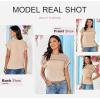 imageDokotoo Womens Tops Casual Scoop Neck Short Sleeve Waffle Knit Hollow Out Shirts Loose Tunic Tops BlousesOatmeal