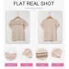 imageDokotoo Womens Tops Casual Scoop Neck Short Sleeve Waffle Knit Hollow Out Shirts Loose Tunic Tops BlousesOatmeal