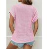 imageDokotoo Womens Tops Casual Scoop Neck Short Sleeve Waffle Knit Hollow Out Shirts Loose Tunic Tops BlousesPink