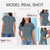 imageDokotoo Womens Tops Casual Scoop Neck Short Sleeve Waffle Knit Hollow Out Shirts Loose Tunic Tops BlousesReal Teal