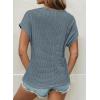 imageDokotoo Womens Tops Casual Scoop Neck Short Sleeve Waffle Knit Hollow Out Shirts Loose Tunic Tops BlousesReal Teal
