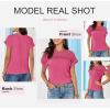imageDokotoo Womens Tops Casual Scoop Neck Short Sleeve Waffle Knit Hollow Out Shirts Loose Tunic Tops BlousesRose