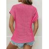 imageDokotoo Womens Tops Casual Scoop Neck Short Sleeve Waffle Knit Hollow Out Shirts Loose Tunic Tops BlousesRose