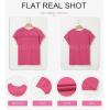 imageDokotoo Womens Tops Casual Scoop Neck Short Sleeve Waffle Knit Hollow Out Shirts Loose Tunic Tops BlousesRose