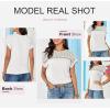 imageDokotoo Womens Tops Casual Scoop Neck Short Sleeve Waffle Knit Hollow Out Shirts Loose Tunic Tops BlousesWhite
