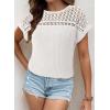imageDokotoo Womens Tops Casual Scoop Neck Short Sleeve Waffle Knit Hollow Out Shirts Loose Tunic Tops BlousesWhite