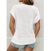 imageDokotoo Womens Tops Casual Scoop Neck Short Sleeve Waffle Knit Hollow Out Shirts Loose Tunic Tops BlousesWhite
