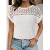imageDokotoo Womens Tops Casual Scoop Neck Short Sleeve Waffle Knit Hollow Out Shirts Loose Tunic Tops BlousesWhite