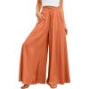 imageDokotoo Pants for Women Casual Elastic Waist Wide Leg Pants with Pockets1 Red