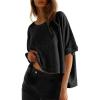 imageDokotoo Summer Shirts 2025 Womens Solid T Shirts for Women Loose Oversized Tops Basic TeeA Black