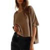 imageDokotoo Summer Shirts 2025 Womens Solid T Shirts for Women Loose Oversized Tops Basic TeeA Brown