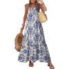 imageDokotoo Women Summer Dresses 2025 Spaghetti Strap Scoop Neck Smocked Ruffle Flowy Boho Maxi DressSky Blue 1