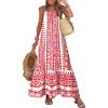 imageDokotoo Women Summer Dresses 2025 Spaghetti Strap Scoop Neck Smocked Ruffle Flowy Boho Maxi DressWhite