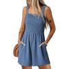 imageDokotoo Womens Summer Casual Smocked Rompers Square Neck Sleeveless Loose Shorts Jumpsuits 2025 Beach Vacation OutfitsDusk Blue