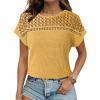 imageDokotoo Womens Tops Casual Scoop Neck Short Sleeve Waffle Knit Hollow Out Shirts Loose Tunic Tops BlousesYellow