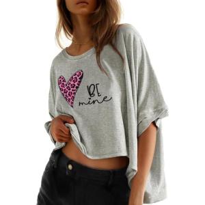 imageDokotoo Summer Shirts 2025 Womens Solid T Shirts for Women Loose Oversized Tops Basic TeeB Light Grey