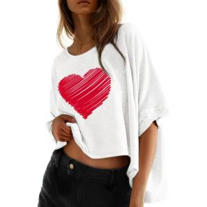 imageDokotoo Summer Shirts 2025 Womens Solid T Shirts for Women Loose Oversized Tops Basic TeeC White