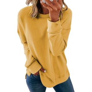 imageDokotoo Womens Casual Crew Neck Sweatshirt Loose Soft Long Sleeve Pullover TopsA Yellow