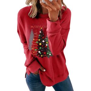 imageDokotoo Womens Casual Crew Neck Sweatshirt Loose Soft Long Sleeve Pullover TopsC Red