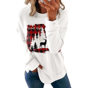 imageDokotoo Womens Casual Crew Neck Sweatshirt Loose Soft Long Sleeve Pullover TopsD White 3