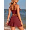 imageDokotoo Bikini Set for Women Swimsuits 2025 Swim Skirts with Removable Pads Bathing SuitRed Dahlia