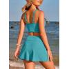 imageDokotoo Bikini Set for Women Swimsuits 2025 Swim Skirts with Removable Pads Bathing SuitTurquoise