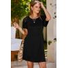 imageDokotoo Women 2025 Summer Ruffle Edge Sleeve Dresses Floral Casual Beach Mini Dress with PocketA Black