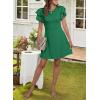 imageDokotoo Women 2025 Summer Ruffle Edge Sleeve Dresses Floral Casual Beach Mini Dress with PocketA Dark Green