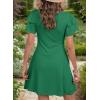 imageDokotoo Women 2025 Summer Ruffle Edge Sleeve Dresses Floral Casual Beach Mini Dress with PocketA Dark Green
