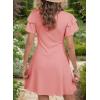 imageDokotoo Women 2025 Summer Ruffle Edge Sleeve Dresses Floral Casual Beach Mini Dress with PocketApricot Pink