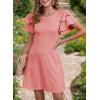 imageDokotoo Women 2025 Summer Ruffle Edge Sleeve Dresses Floral Casual Beach Mini Dress with PocketApricot Pink