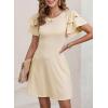 imageDokotoo Women 2025 Summer Ruffle Edge Sleeve Dresses Floral Casual Beach Mini Dress with PocketBeige