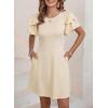 imageDokotoo Women 2025 Summer Ruffle Edge Sleeve Dresses Floral Casual Beach Mini Dress with PocketBeige