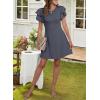 imageDokotoo Women 2025 Summer Ruffle Edge Sleeve Dresses Floral Casual Beach Mini Dress with PocketCarbon Grey