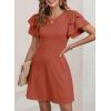 imageDokotoo Women 2025 Summer Ruffle Edge Sleeve Dresses Floral Casual Beach Mini Dress with PocketGold Flame