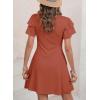imageDokotoo Women 2025 Summer Ruffle Edge Sleeve Dresses Floral Casual Beach Mini Dress with PocketGold Flame
