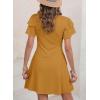 imageDokotoo Women 2025 Summer Ruffle Edge Sleeve Dresses Floral Casual Beach Mini Dress with PocketJurassic Gold