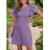 imageDokotoo Women 2025 Summer Ruffle Edge Sleeve Dresses Floral Casual Beach Mini Dress with PocketLavendula