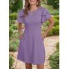 imageDokotoo Women 2025 Summer Ruffle Edge Sleeve Dresses Floral Casual Beach Mini Dress with PocketLavendula