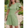 imageDokotoo Women 2025 Summer Ruffle Edge Sleeve Dresses Floral Casual Beach Mini Dress with PocketMeadow Mist Green