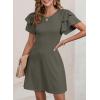 imageDokotoo Women 2025 Summer Ruffle Edge Sleeve Dresses Floral Casual Beach Mini Dress with PocketMist Green