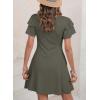 imageDokotoo Women 2025 Summer Ruffle Edge Sleeve Dresses Floral Casual Beach Mini Dress with PocketMist Green