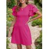 imageDokotoo Women 2025 Summer Ruffle Edge Sleeve Dresses Floral Casual Beach Mini Dress with PocketRose Red