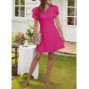 imageDokotoo Women 2025 Summer Ruffle Edge Sleeve Dresses Floral Casual Beach Mini Dress with PocketRose Red