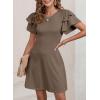imageDokotoo Women 2025 Summer Ruffle Edge Sleeve Dresses Floral Casual Beach Mini Dress with PocketSimply Taupe