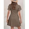 imageDokotoo Women 2025 Summer Ruffle Edge Sleeve Dresses Floral Casual Beach Mini Dress with PocketSimply Taupe