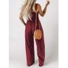 imageDokotoo Womens Casual Loose Overalls Jumpsuits One Piece Sleeveless Wide Leg Long Pant Rompers With PocketsBurgundy