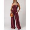 imageDokotoo Womens Casual Loose Overalls Jumpsuits One Piece Sleeveless Wide Leg Long Pant Rompers With PocketsBurgundy
